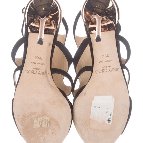 Jimmy Choo suede color block t-strap pumps sz 39.5 - Picture 5 of 5